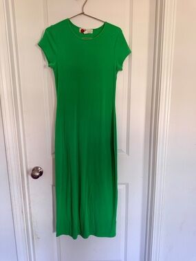 Bright green midi T-shirt dress